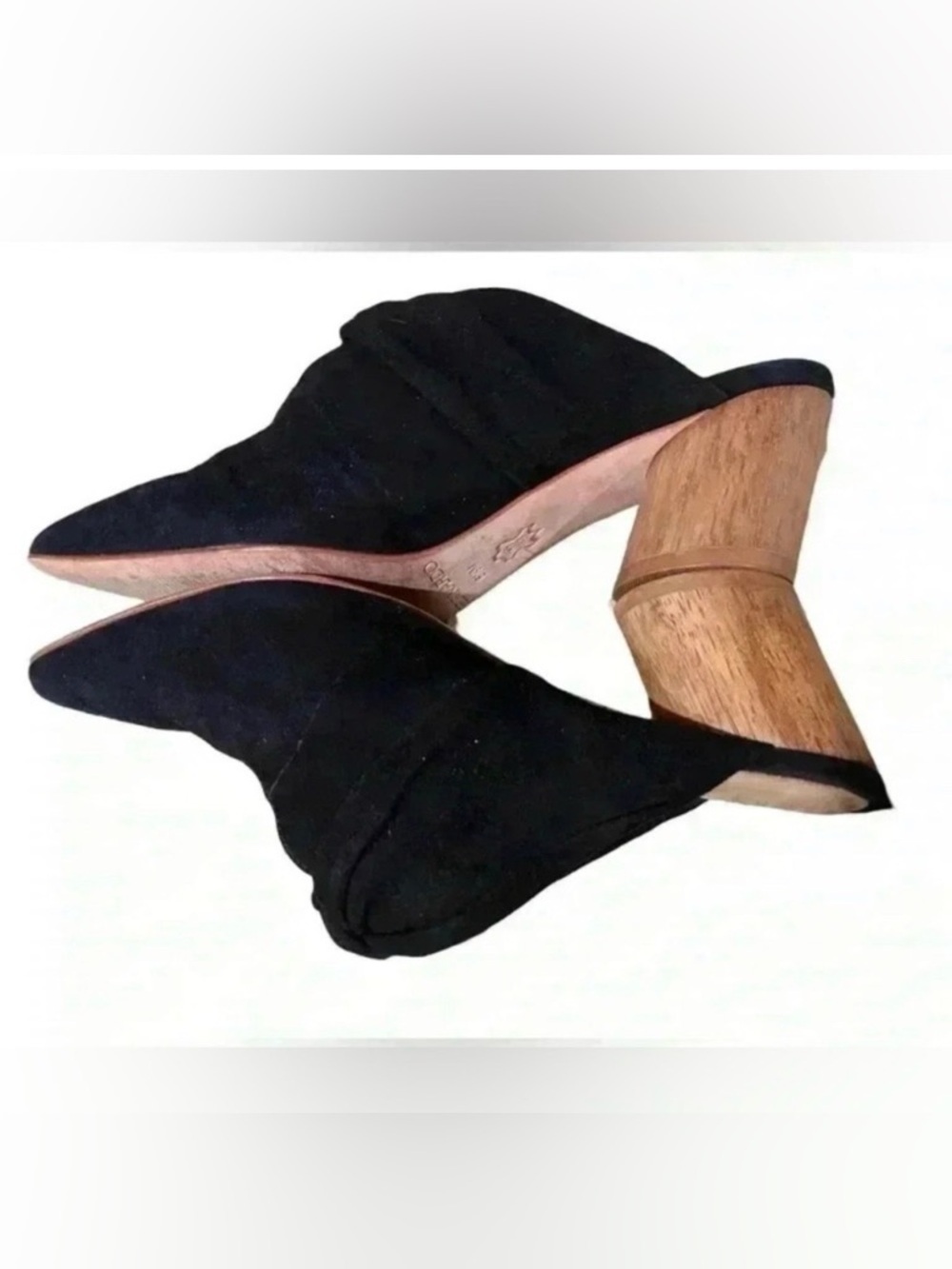 Bernardo Finley Suede Knot Wood Block Heel Mules Black - Picture 10 of 12